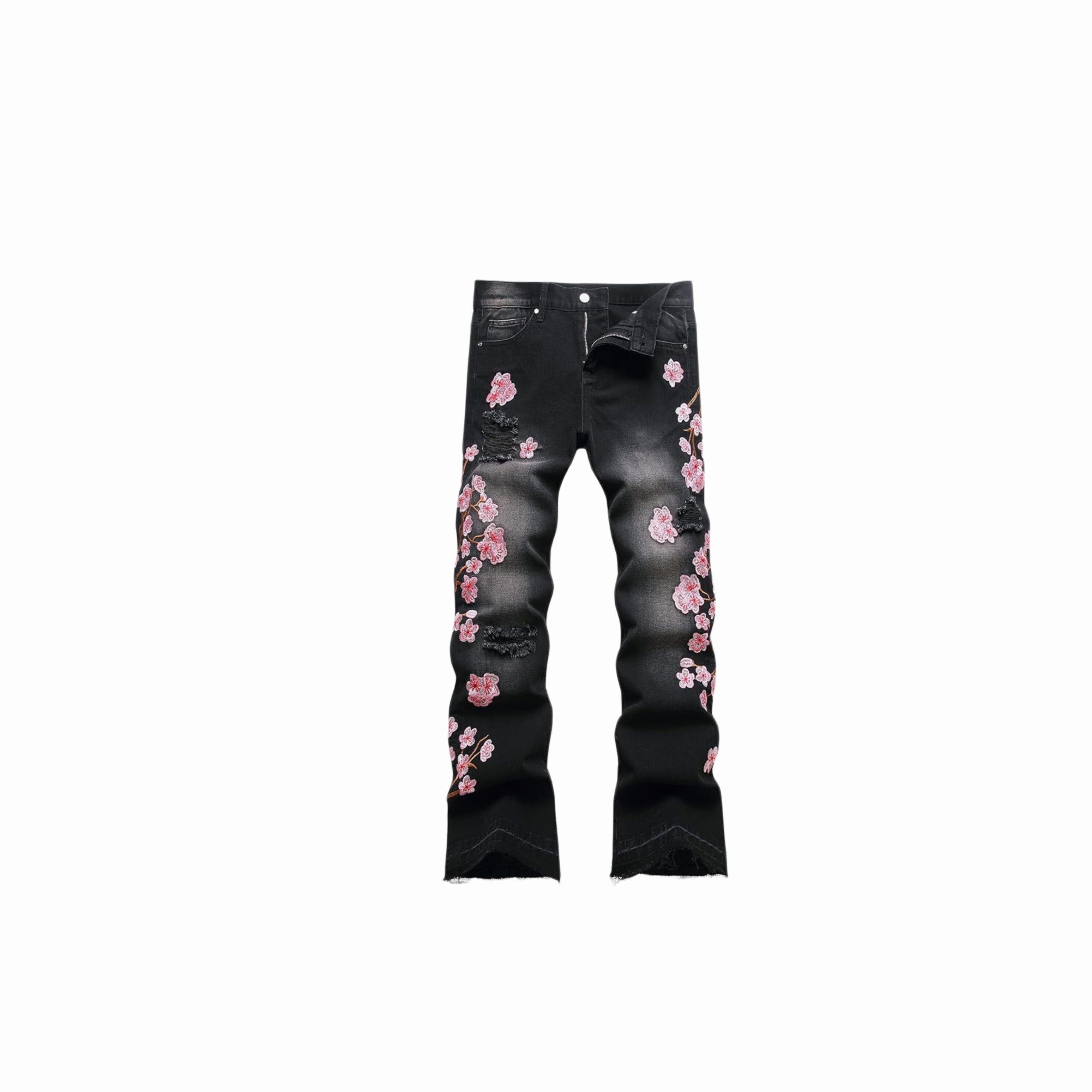 Black Floral Denim